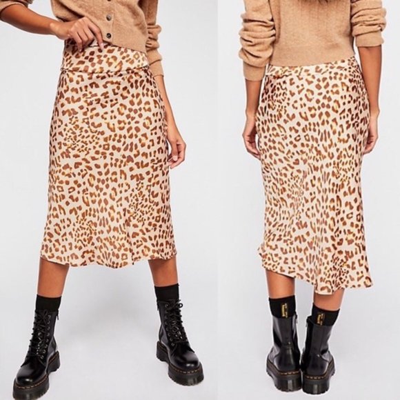 Free People Dresses & Skirts - Free People Normani Bias Leopard Skirt Size 10 NWT